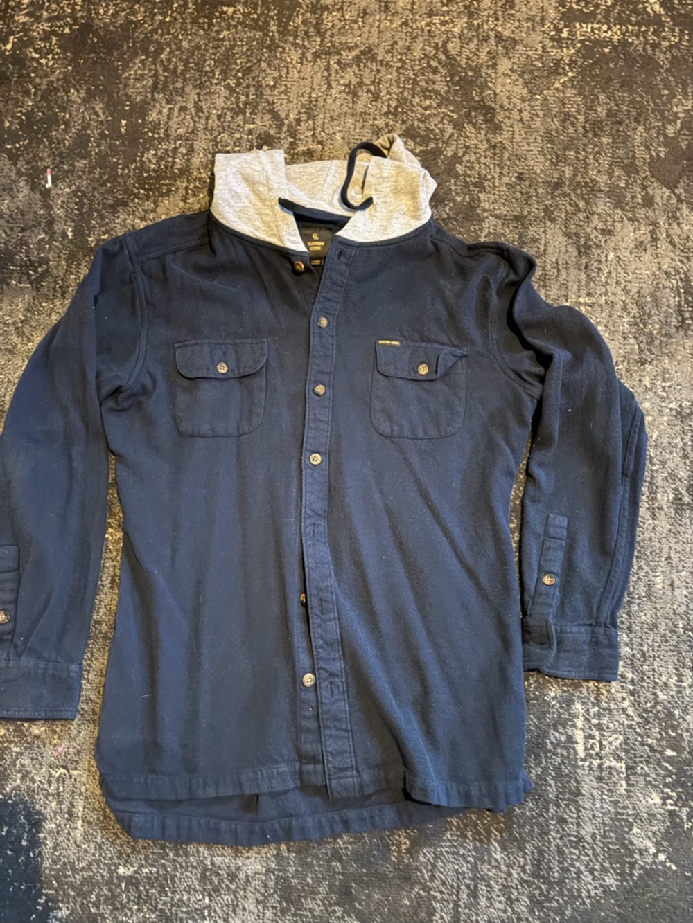 Men's Clifford Lenox Navy Button-Front Hooded Flannel
